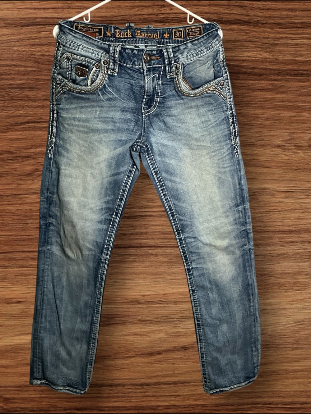 Rock Revival Men's Washed Blue Slim Straight Jeans (30 x 31)
